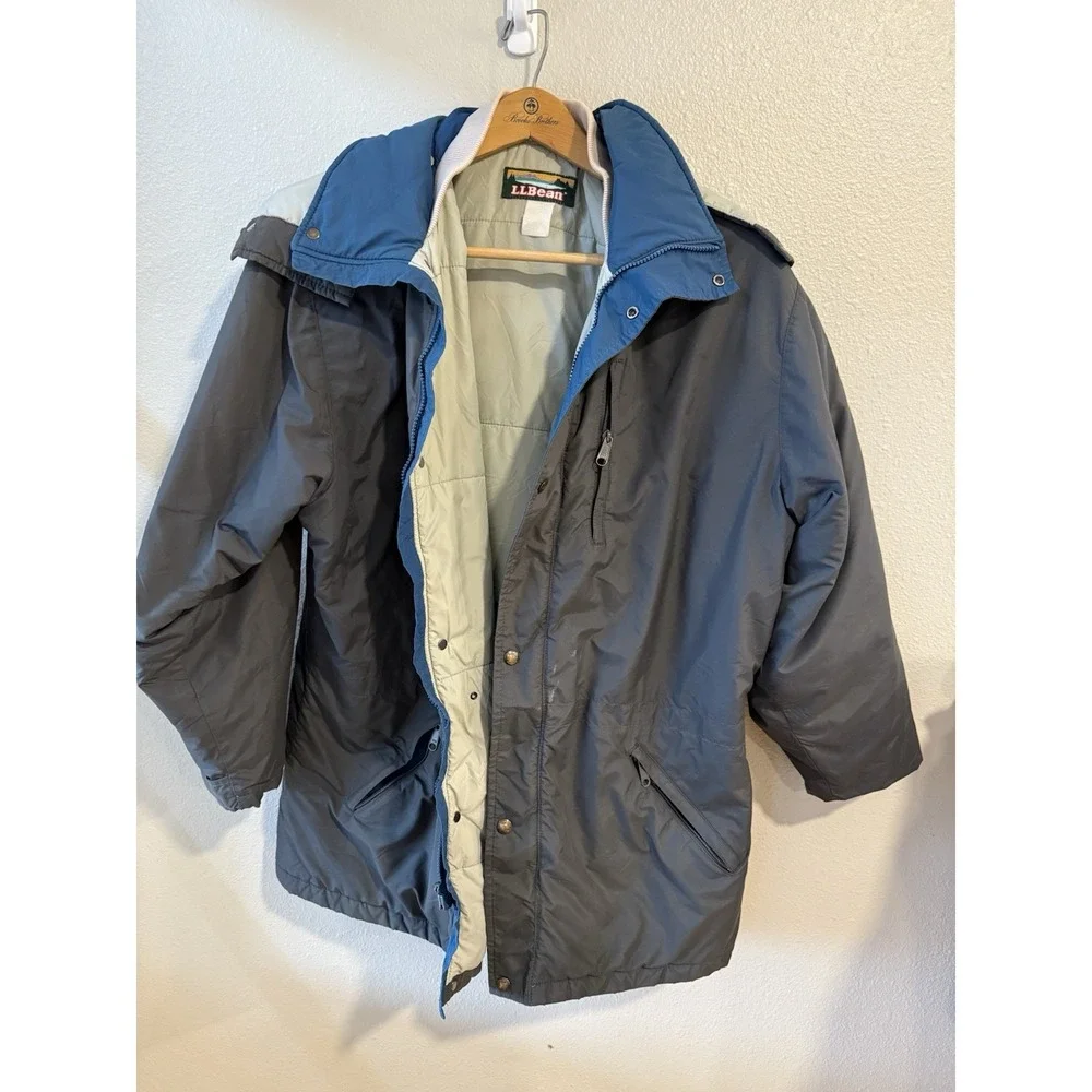 LL Bean Penobscot Parka Mens Large Gray Blue Vintage Hooded Winter Jacket Coat